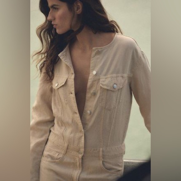 ZARA NWT LONG FLOWY LINEN BLEND JUMPSUIT - Picture 4 of 9